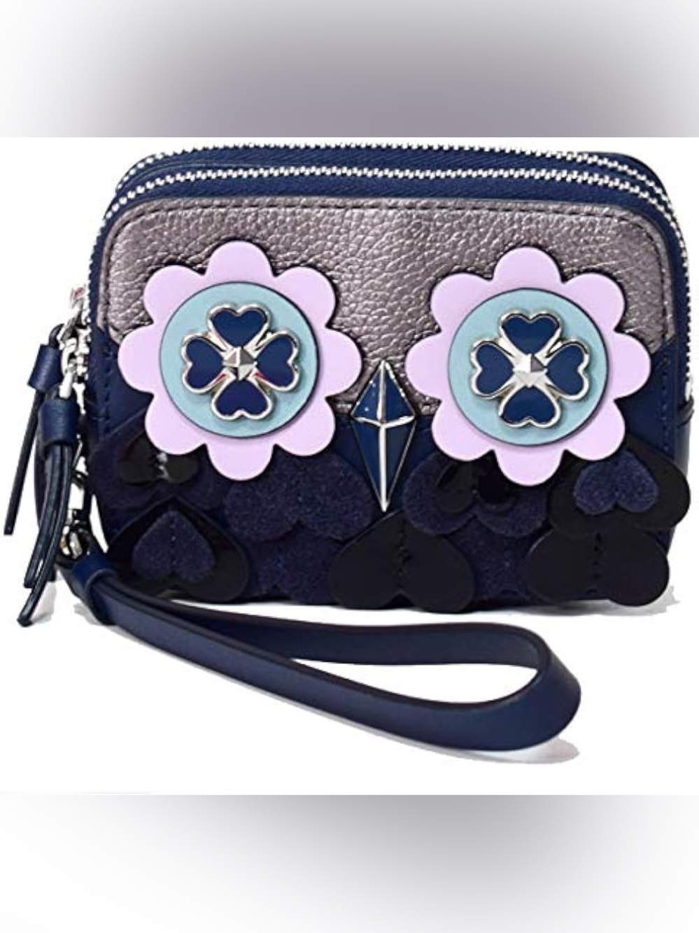 Kate Spade Zibbi Owl Applique Leather Sm Camera Style Wristlet Nightcap Navy